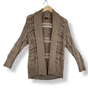 Express Open Knit Cardigan Sweater Womens Size XS Crochet Indie Boho Alpaca Wool